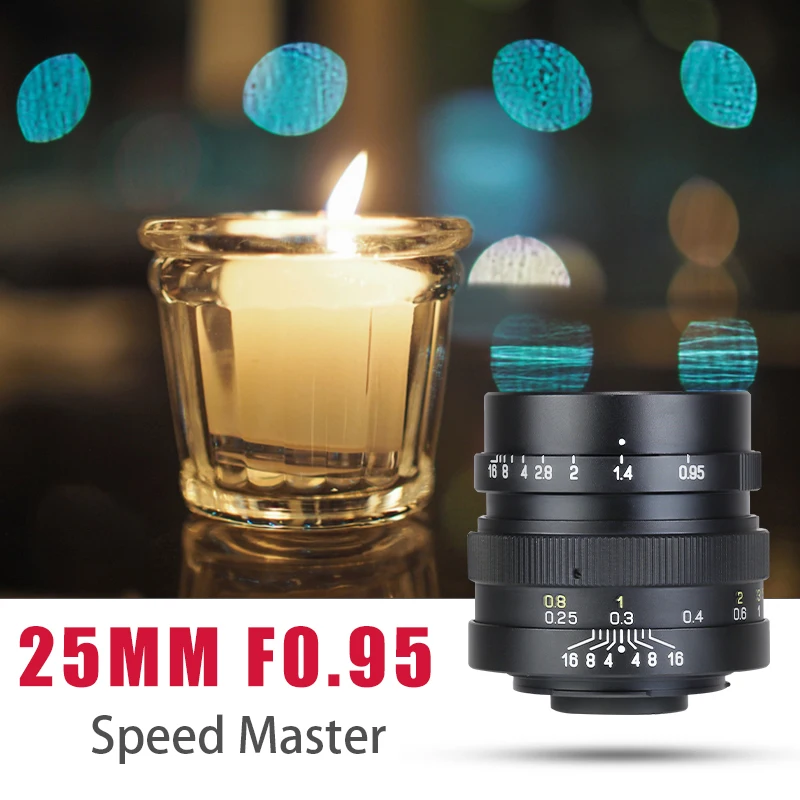 Comprar Zhongyi MITAKON Speedmaster 25mm f 0,95 grandes lente de apertura para bmpcc montaje MFT Cámara GH4 OMD EM1 Olympus Panasonic