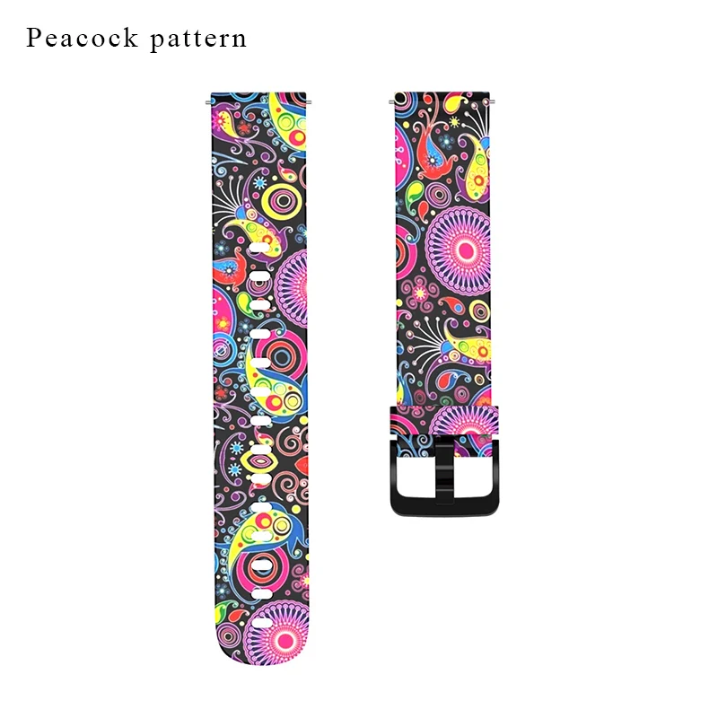 Peacock Pattern BOORUI 20 мм Amazfit Bip различные принты Мягкий Силиконовый ремешок для Xiaomi Huami Amazfit ремешок Bip correa Amazfit Bip ремешок для часов - Цвет: Peacock Pattern
