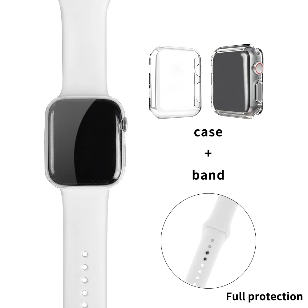 Чехол для часов ProBefit candy для Apple Watch 3 2 1 42 мм 38 мм мягкий силиконовый ремешок для iWatch 4 5 40 мм 44 мм бампер для часов - Цвет ремешка: Full protection