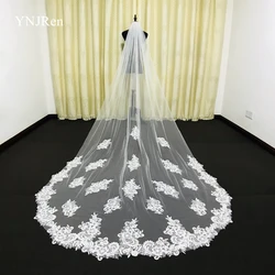Real Photos Elegant Cathedral Long Tulle Lace Applique Wedding Veils Bridal Veils Matching The Wedding Dresses