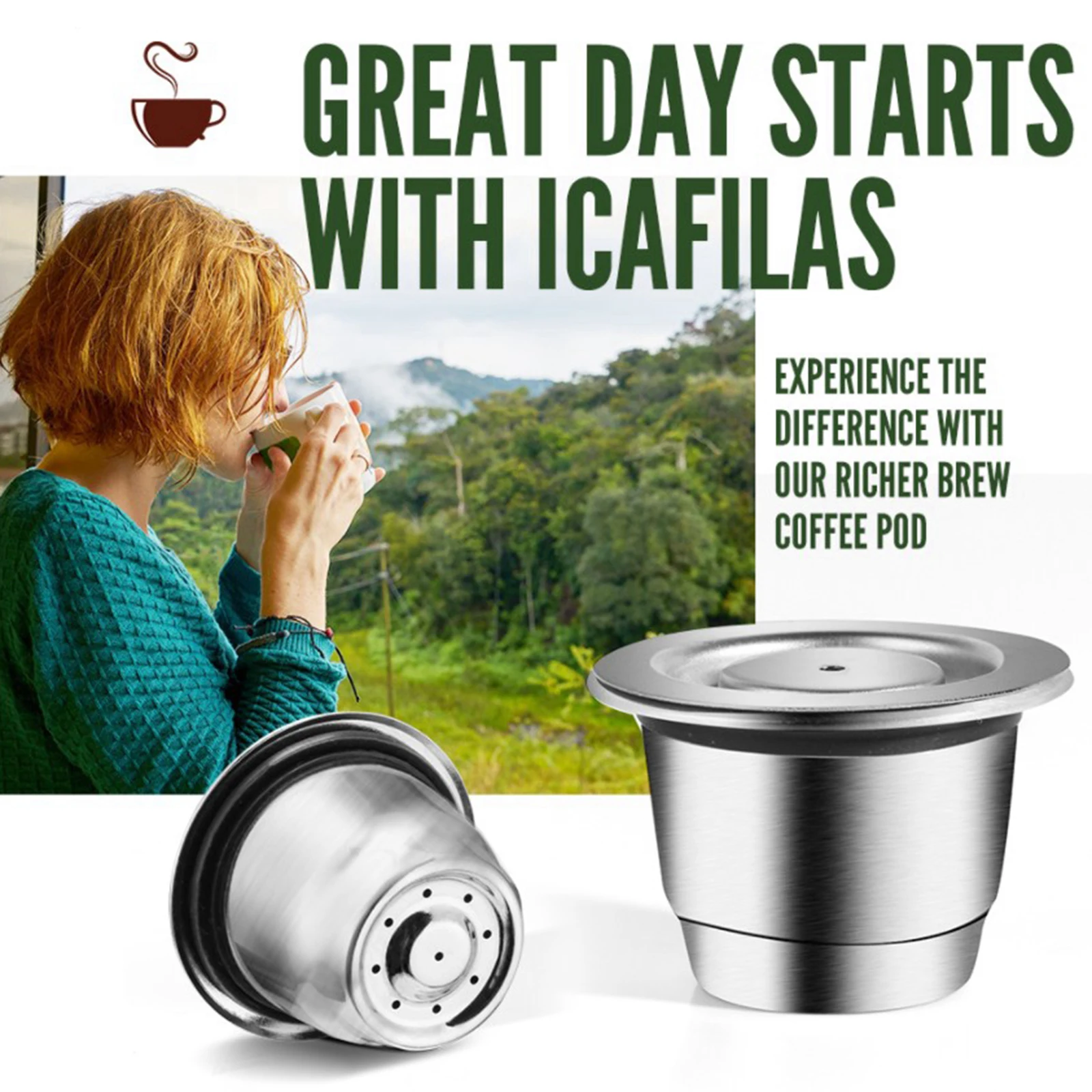 Reusable Capsules Coffee Machine Capsules Stainless Steel Coffee Pod Caffe Capsule Pod Holder Accessory