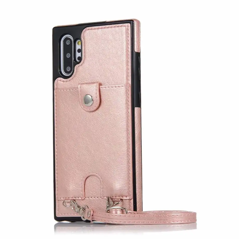 Rose Кожаный чехол для samsung Galaxy Note 10 Plus, чехол для мобильного телефона, сумка для samsung S7 Edge, S8, S9, S10, Note 9, 8, длинный ремешок, чехол EEMIA - Цвет: Rose