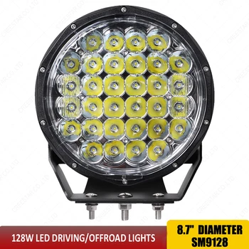 

8.7" Inch Round 128 watts 32Leds 4x4 Led Driving lights Front Bumper Headlights x1pc
