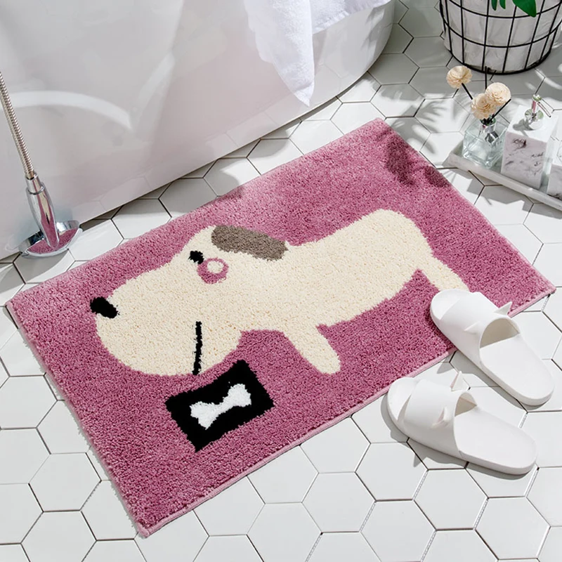 

2019 Flocking Floor Mat Bathroom Rug Bedroom Bedside Table Carpet Kitchen Bathroom Absorbing Door Mats Machine Washable