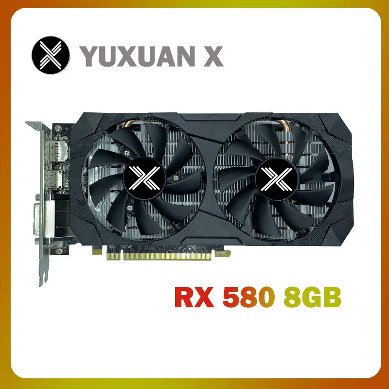 YUXUAN X видеокарта RX 580 8 Гб бит 2048SP GDDR5 графические карты для AMD Radeon серии VGA RX580 8g