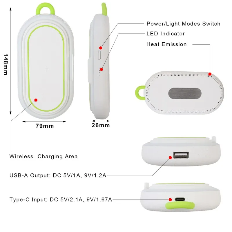 2 in 1 Wireless Charger Power Bank 5000mAh Qi Fast Wireless Charger Type-C Powerbank Charging Station Stand For iPhone SamSung