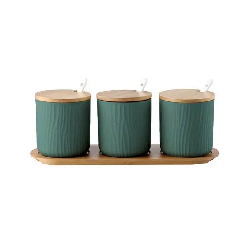 Креативная керамическая баночка специй в скандинавском стиле, набор для приправ, Набор для кухни, солонка, три цвета - Цвет: 3