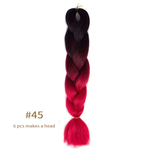 Synthetic jumb Braids Ombre Braiding Hair Extension Box Braid Hair Pink Purple Yellow Golden Colors hair 24inch kanekalons hair B45