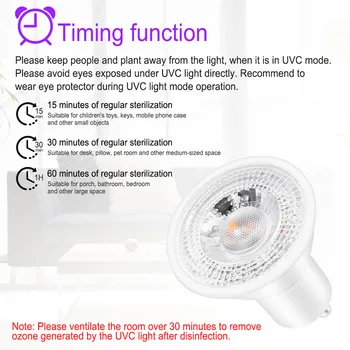 

5w Disinfection Light UVC Warm Light Bulb With Remote Controller Disinfection Uv Lamp Germicidal Ultraviolet Lamp