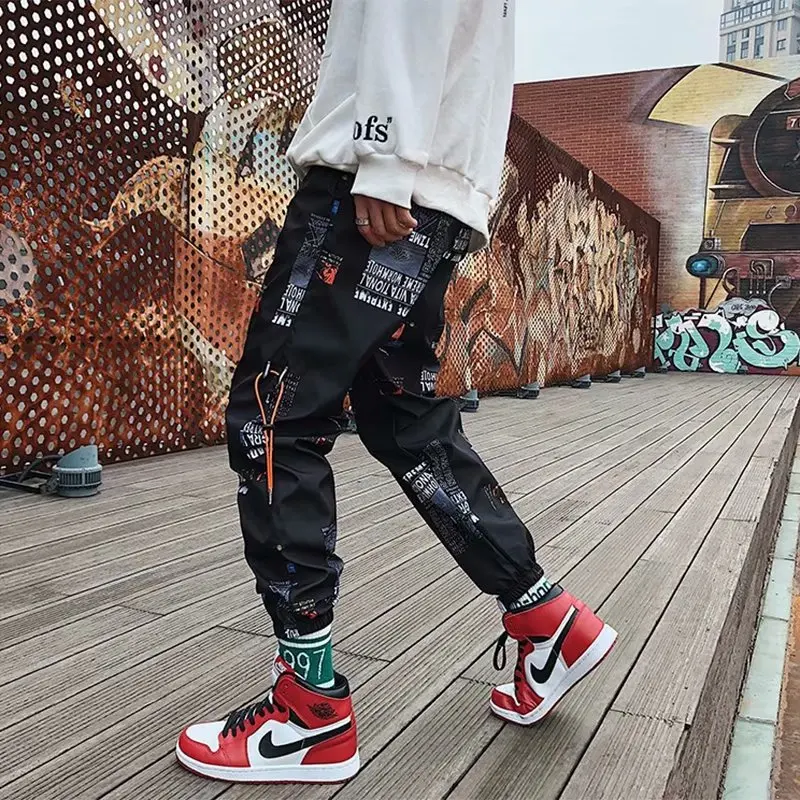 

Autumn Hip Hop Pant Men Spring Loose Fit Joggers Print Streetwear Teen Harem Pant Clothes Fashion Trousers