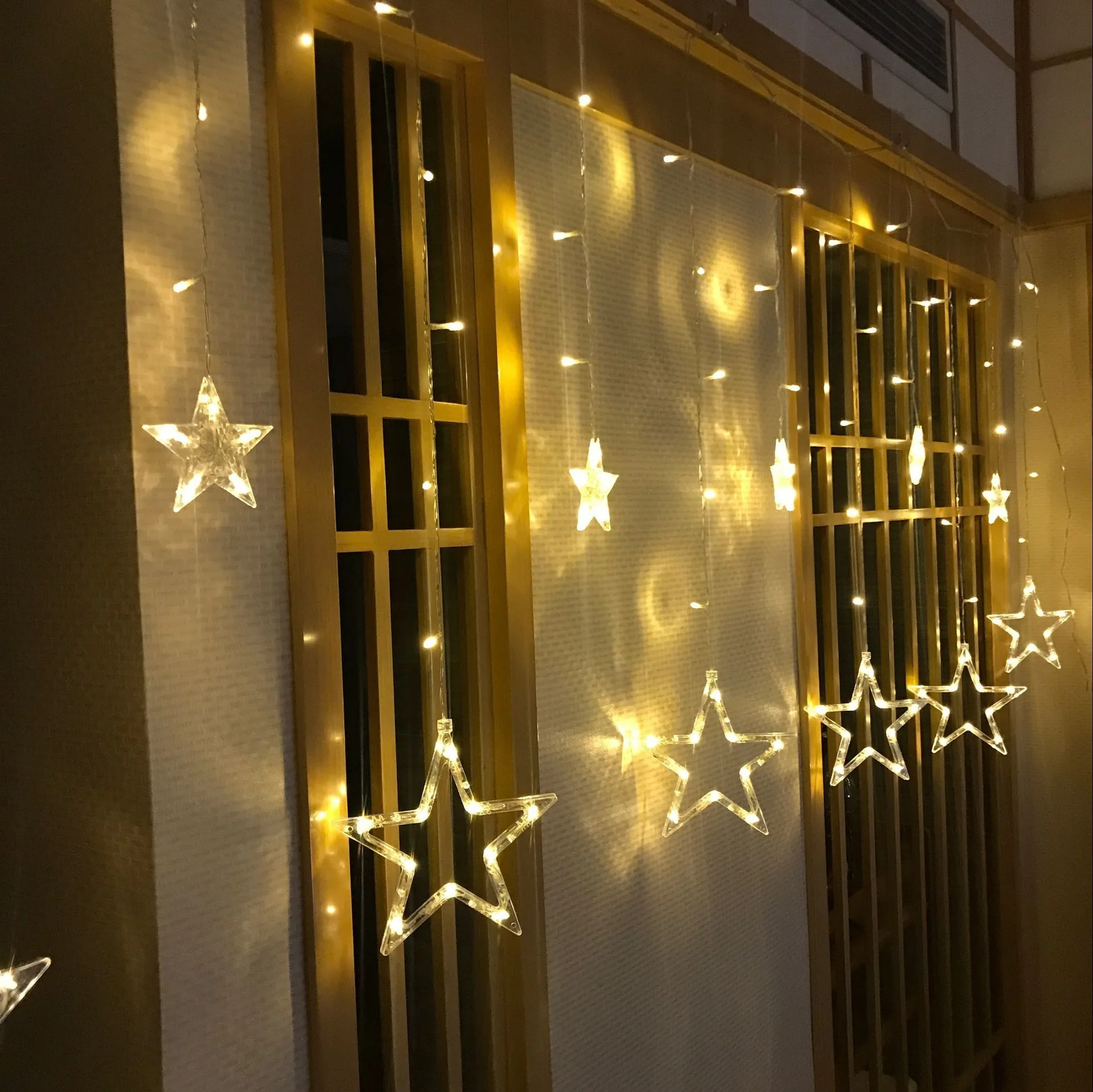 

LED Stars Dormitory Wall Hanging Lights 6 Large 6 Small Five-pointed Star star zao xing LED Curtain Light Living Room Wall Light