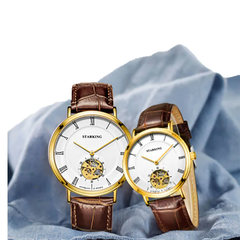 STARKING механические часы для влюбленных часы для мужчин и женщин платье наручные часы из натуральной кожи модные повседневные наручные часы AM/L0197