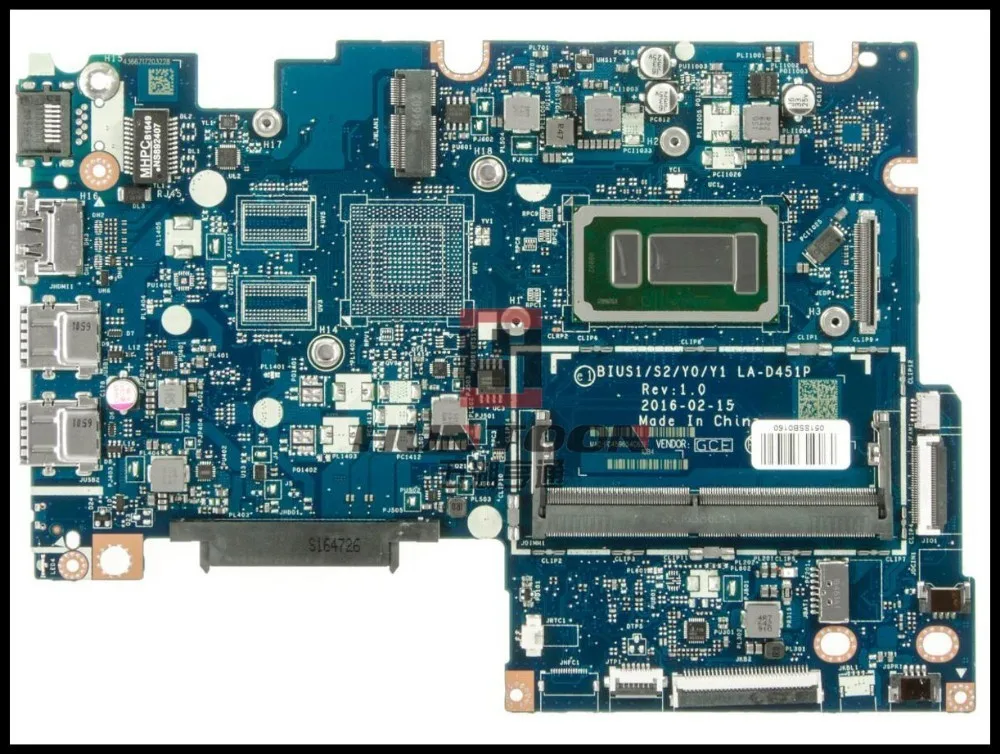 Материнская плата BIUS1/S2/Y0/Y1 LA-D451P для ноутбука Lenovo Yoga 510S-14ISK Intel Core SR2EU I3-6100U 2 3 ГГц