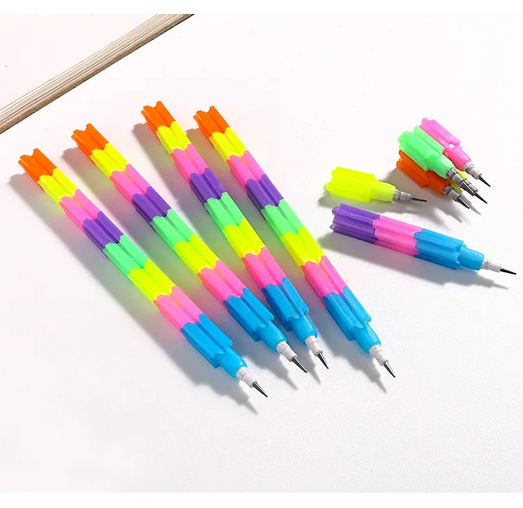 5 шт. Мультяшные милые деревянные радужные цветные карандаши HB 8 секций съемный пишущий карандаш для студентов, школьников, офиса, канцелярские принадлежности