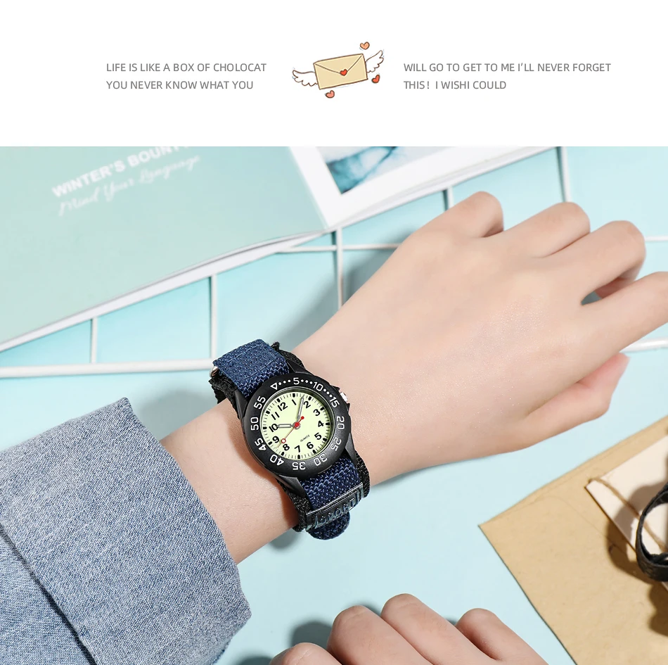 Spinning Bezel Kid Quartz Watches Boy Nylon Straps Children Cute Clock Rotary Dial Arabic Number Boys Watch Kids Watch