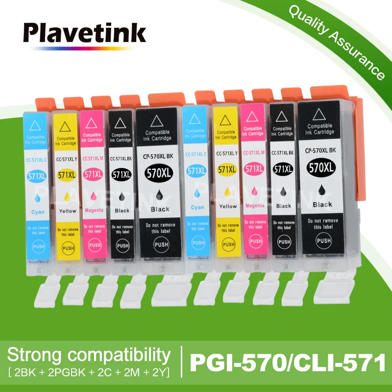 Plavetink 2 комплекта PGI570 CLI571XL принтера чернильный картридж для Canon PGI 570 CLI 571 XL совместимый для Canon PGI-570 CLI-571XL PIXMA MG5750 MG5751 MG5752-Silver принтер