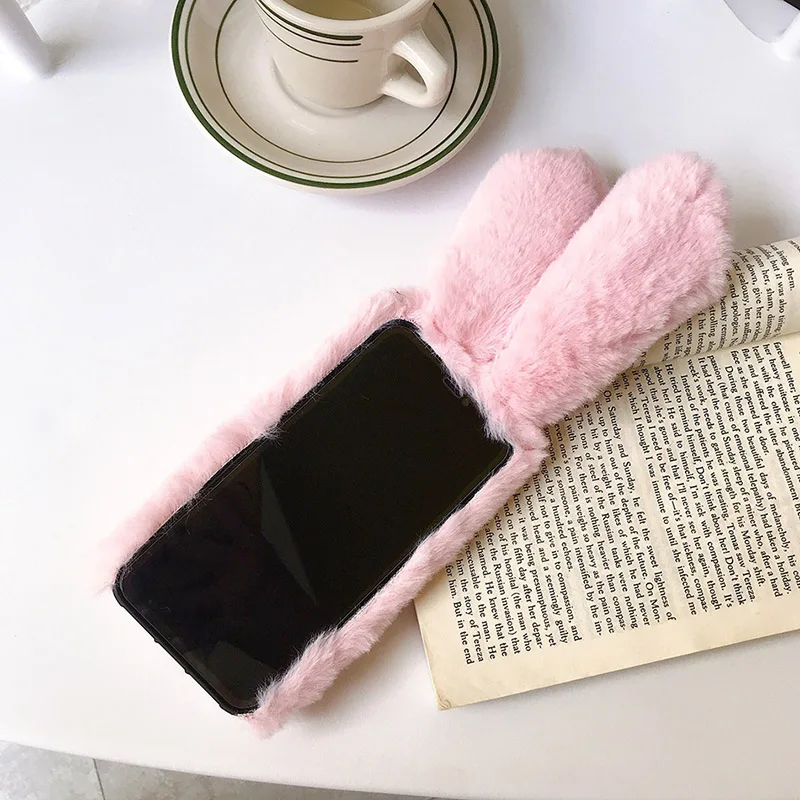 Fluffy Case For Iphone 17e 16e 17 16 15 14 13 12 11 Pro Max 17 Air Plush Rabbit Cute Warm Phone Fur Cover For Iphone 16e Furry — view 3