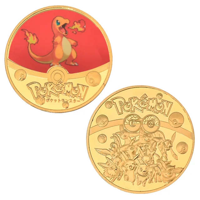 Pokemon Gold Coins Anime Pikachu Charizard Mewtwo Pocket Monsters Plated Collectibles Pokemon Card Holder Commemorative Gift Toy 3