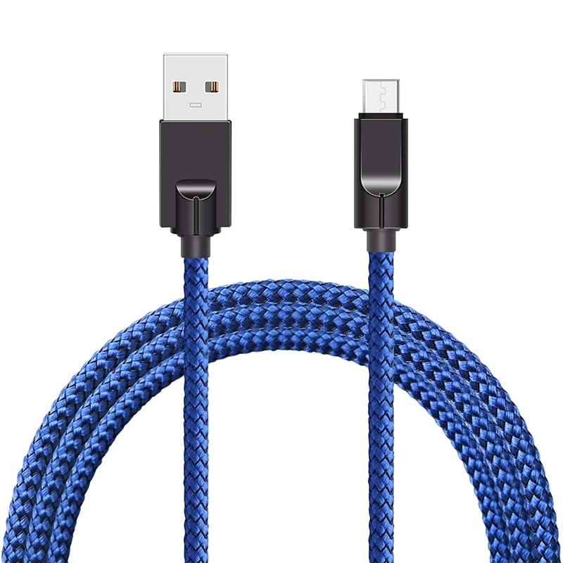 2.5A Быстрая зарядка Micro USB кабель для передачи данных для samsung из цинкового сплава армированный тканый кабель для быстрой зарядки передачи данных мобильный телефон USB кабель - Цвет: Blue