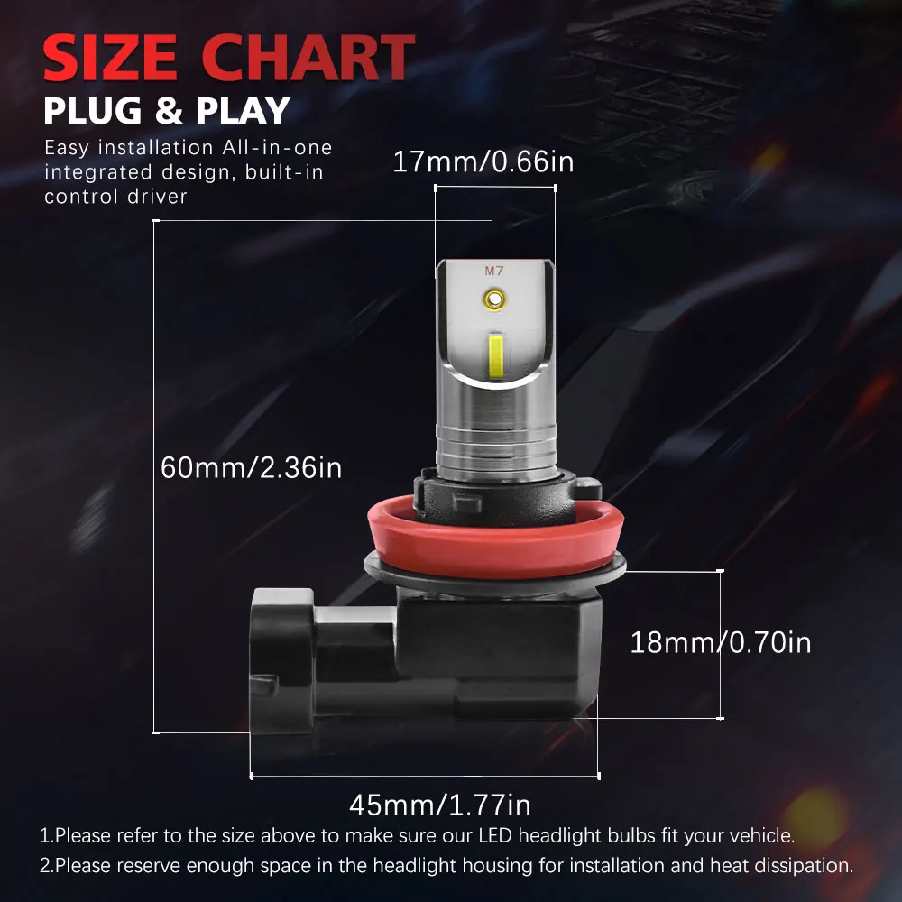 Светодиодный налобный светильник M7 H11H8 H9 9012 9005 9006 HB3 HB4 комплект Plug & Play Turbo Cool Fan