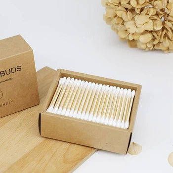 

Disposable Buds Cotton Swabs With Bamboo Sticks Double Head Bamboo For Beauty Makeup Nose Ears Cleaning Cotton Swab