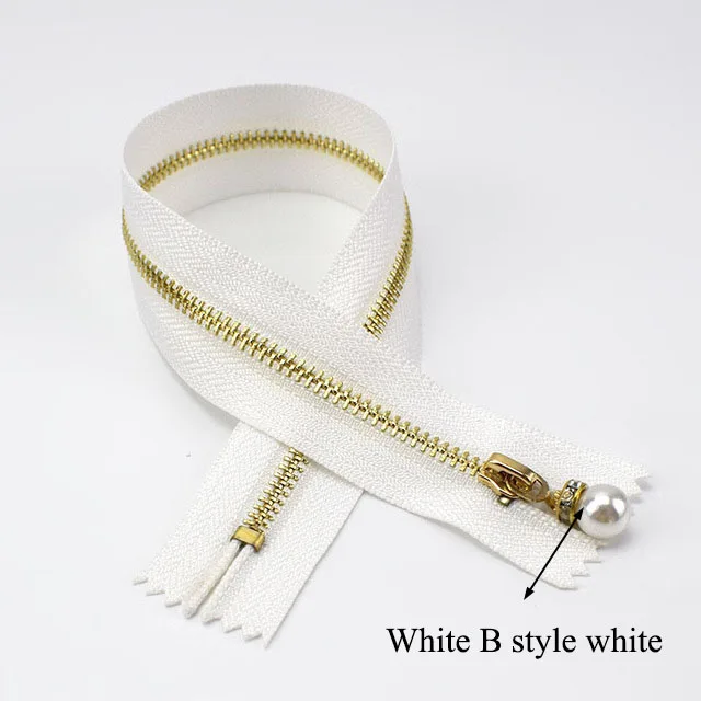 BWhitePearlWhite Meetee 10 шт 3#20/30 см металлическая молния с жемчугом пулер застежки-молнии с закрытым концом автоматической блокировки Декор застежкой-молнией, самодельный сумок куртка кошелек одежды аксессуары для шитья - Цвет: BWhitePearlWhite