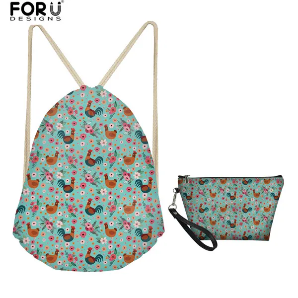 FORUDESIGNS/2 шт./компл. сумка-кисет Для женщин забавные петух 3D печатных Фитнес Йога женские пляжные сумки для хранения, школьные рюкзаки для девочек - Цвет: H8543Z3Z8