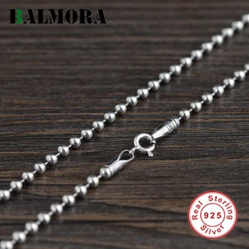 

BALMORA Real 925 Sterling Silver Beads Chains Chokers Long Necklaces for Women Men for Pendant Jewelry 3 mm 18-32 Inches