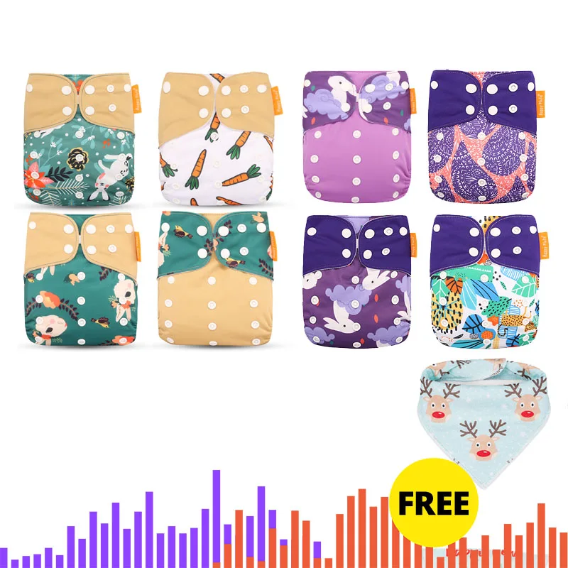  Happyflute HOt Sale OS Pocket Diaper 8pcs diape+8pcs microfiber insert Washable &Reusable Baby Napp