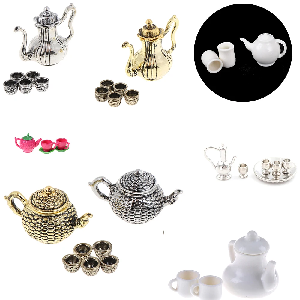 

New Tea Set Teapot Cup 1: 12 Tableware Kitchen Dollhouse Furniture Miniature Dining Ware Toy Baby Children Toys
