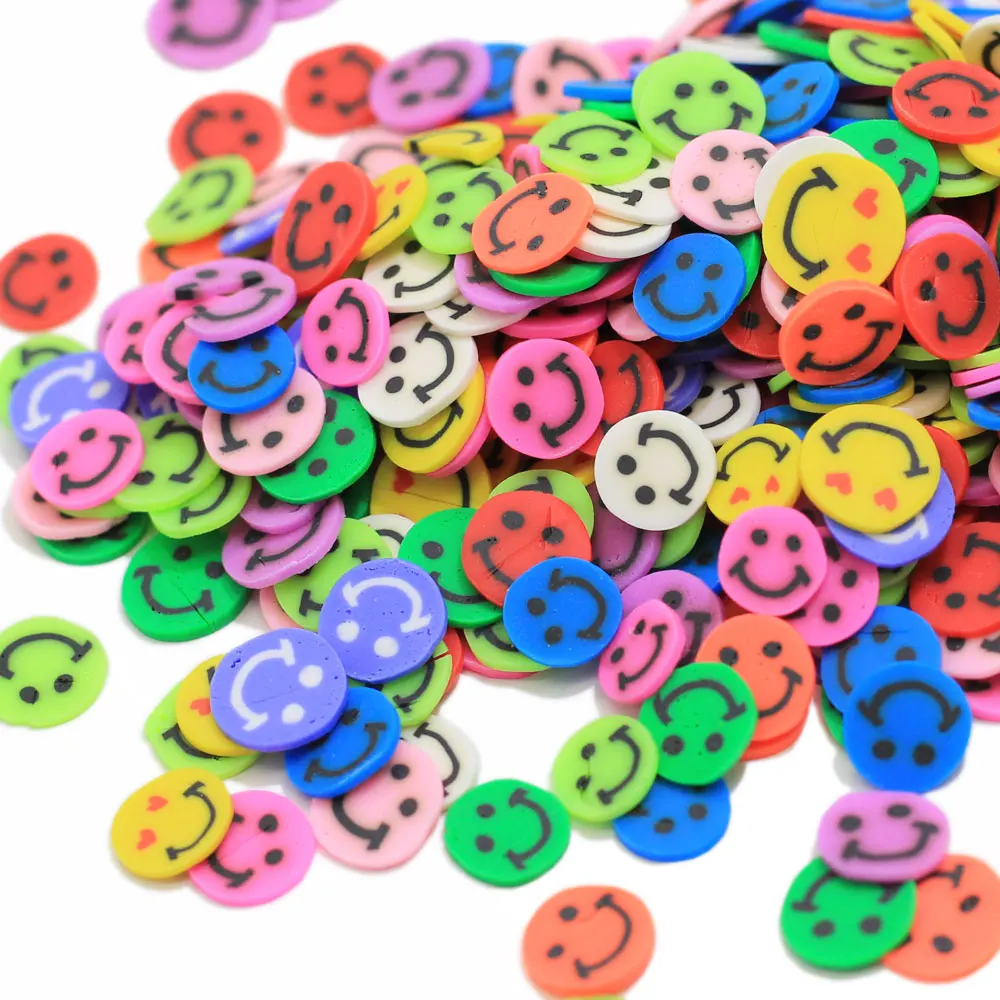 50/100 г 5 мм Happy Smiley Face Fimo Slime Fimo Pieces Can Полимерная глина для изготовления игрушек смайлик для украшения ногтей