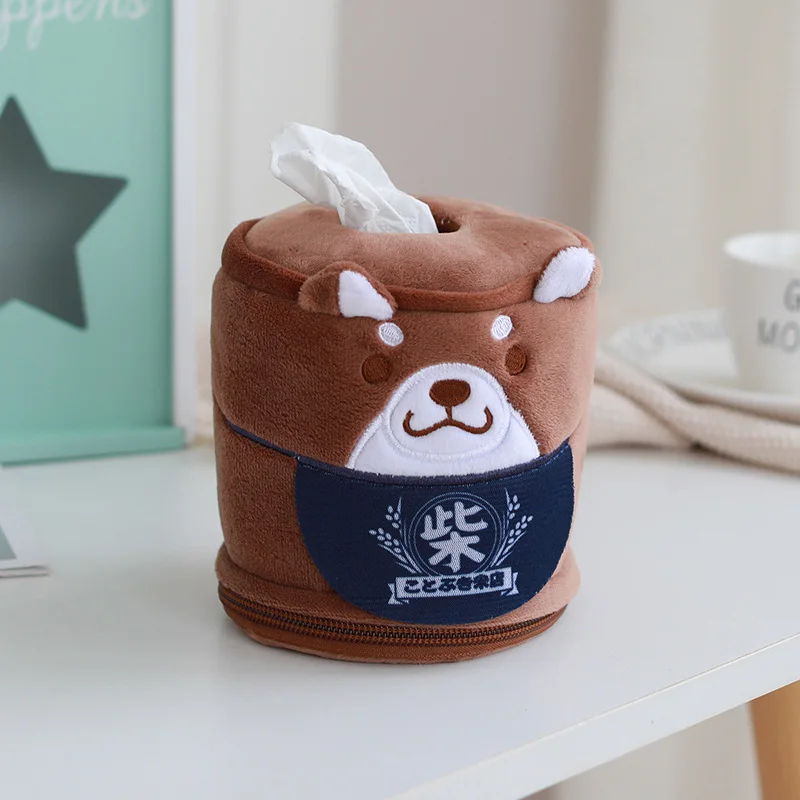 Мультфильм Шиба ину Плюшевые Куклы Kawaii мебель коробка для салфеток Рождественский подарок - Цвет: Dark brown