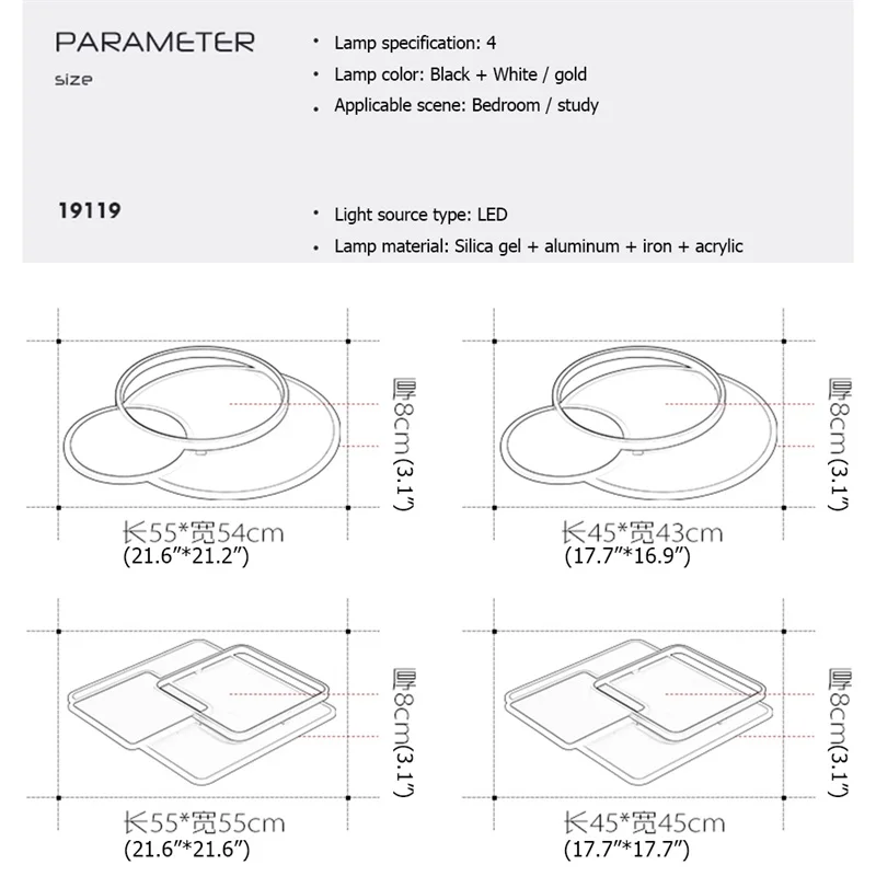 Luzes de Teto com Controle Decorativas para Casa Remoto Pode Escurecido Moderno Luminárias Sala Estar Jantar Quarto Wpd Led Ser 14 High Quality Luzes e Iluminação