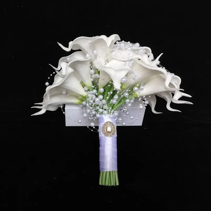 Bouquet de noiva redondo branco calla lírio com pérola artificial flores de  casamento decoração de casamento buquê mariage - AliExpress Casamentos e  Eventos