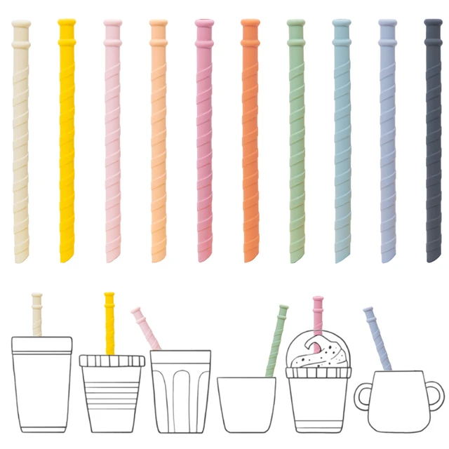 3pcs Reusable Silicone Straws Set Extra Long Flexible Straws Bar