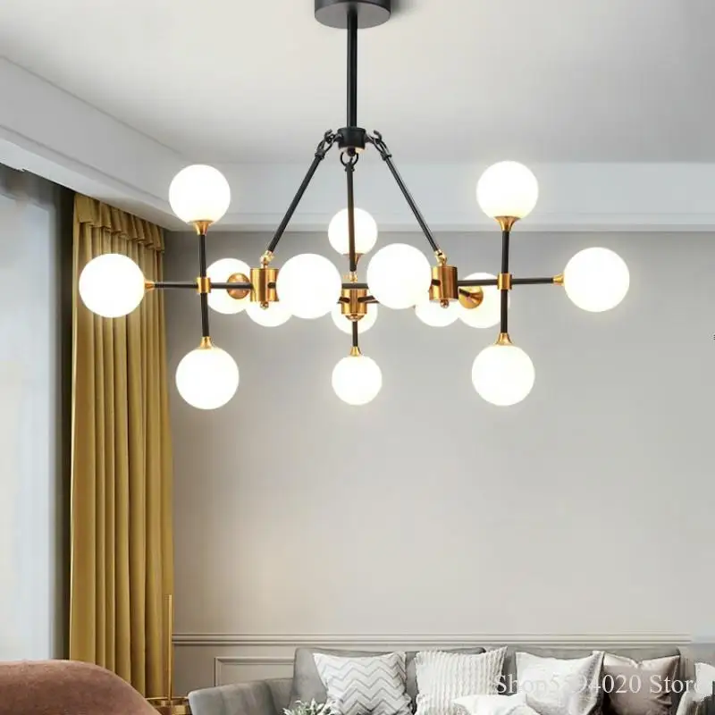 

Nordic Iron Glass Lustre Pendant Lights Modern Simple Living Room Hanging Lamp Lighting Magnolia Luxury Individual Hanglamp LED