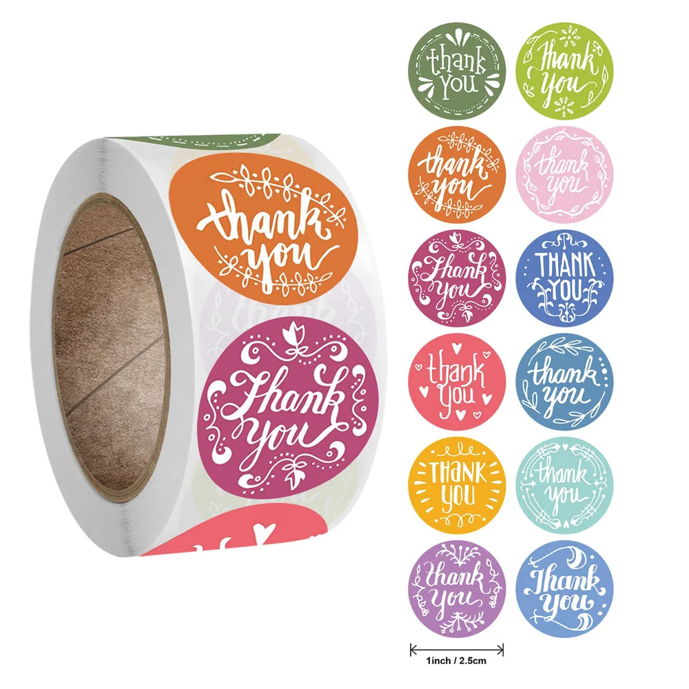 50-500pcs Round Thank You For Your Order Sticker Thanks For Shopping Small Shop Local Handmade Sticker Blue Pink Labels Sticker