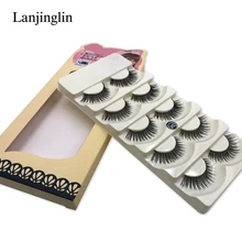LANJINGLIN 1 коробка натуральные длинные накладные ресницы синтетические волосы ресницы Макияж Наращивание ресниц ручная работа полная полоса
