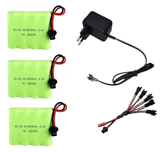 White SM Plug) Ni-MH 4,8 v 1800mah батарея+ USB зарядное устройство для радиоуправляемых игрушек машинки танки роботы лодки пушки 4* AA 4,8 v перезаряжаемый аккумулятор - Цвет: White