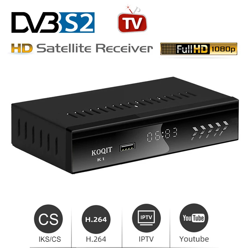 Koqit k1 Receptor Internet free Satellite Receiver Satellite Finder Iptv m3u Youtube Tuner DVB S2 Decoder Server DVB-S2 TV Box