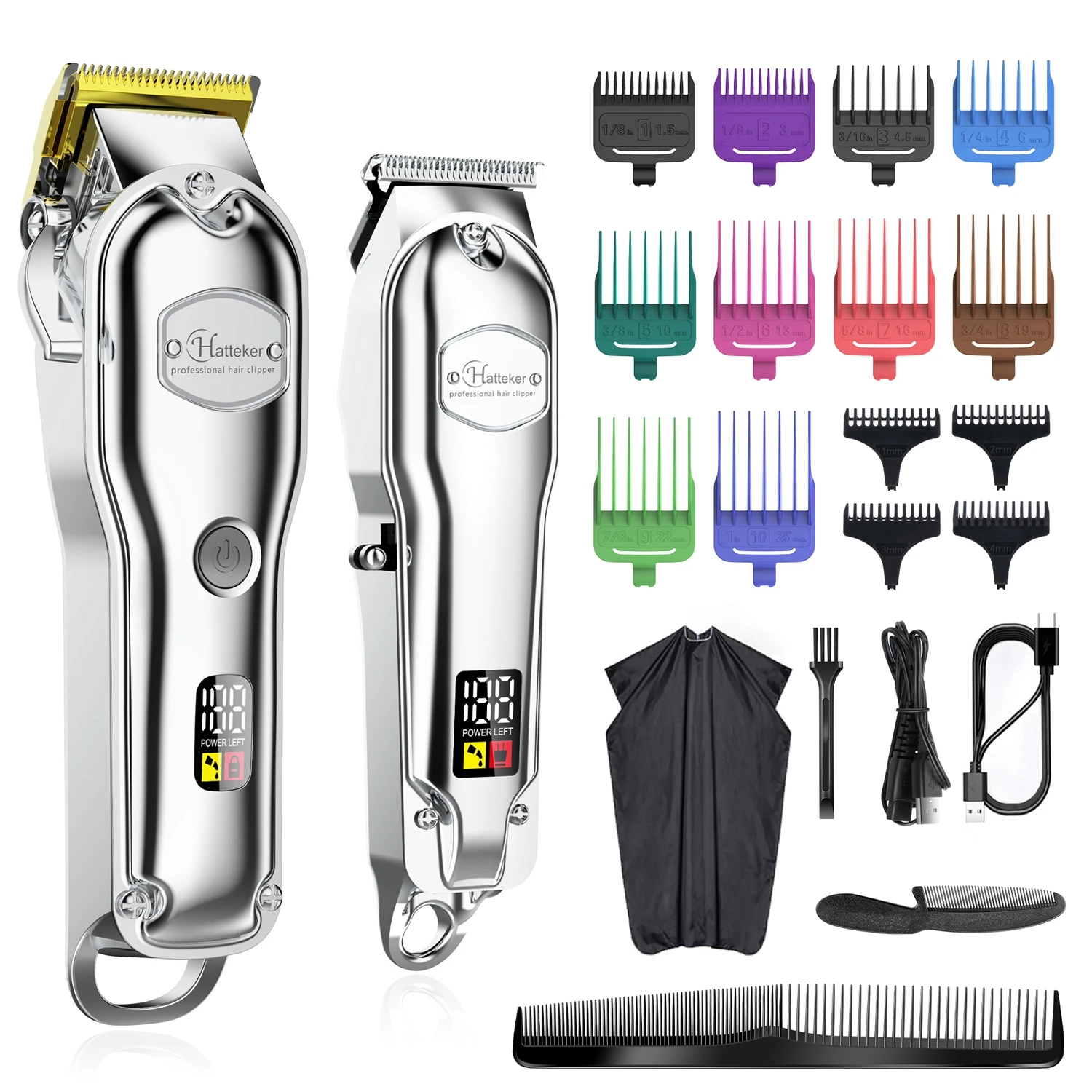 Hair Clipper Hair Trimmer HATTEKER Mens Hair Clippers Hair Trimmer Professional Barber Cutting Grooming Kit Rechargeable