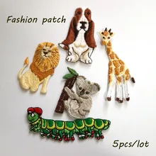 

5pcs/set Fashion Iron on patches for clothing cute animals embroidery ironing applique parches sticker for bags backpack jeans