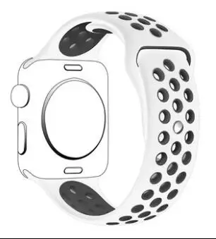 Новое поступление резиновый спортивный ремешок для iwatch 4 3 2 1 ремешок для apple watch 42 мм 38 мм 40 мм 44 мм серия 5 - Цвет ремешка: white black