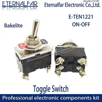 

Bakelite E-TEN1221 High Quality Silver Contact DPST 12MM 15A 250V AC ON-OFF 4Pin Reset Rocker Toggle Slide Switch Waterproof
