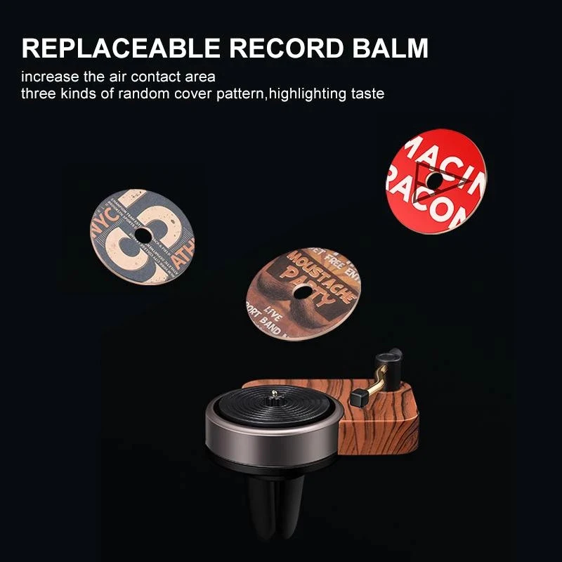 Retro Car Air Conditioning Outlet Perfume Record Player Car Aromatherapy Accessories F-Best
