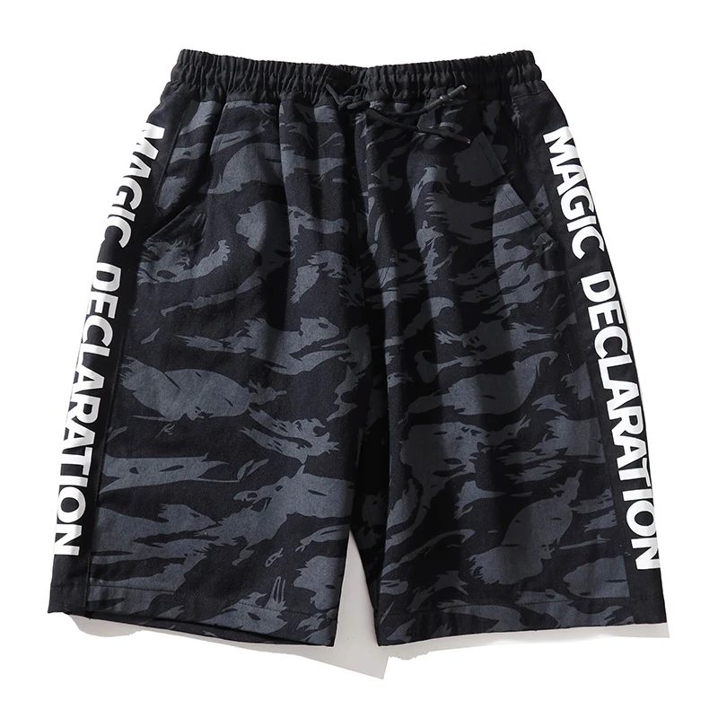 Black camouflage Крутые мужские шорты, RLJT.JIN, Трендовое направление,, хит, Военный стиль, с принтом, камуфляж, мужские, повседневные, короткие, для бега, модные - Цвет: Black camouflage