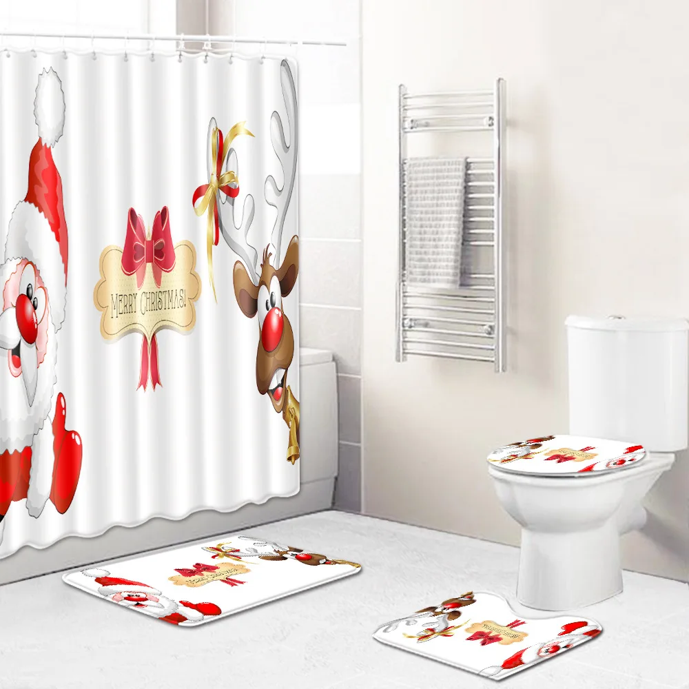 Zeegle Shower Curtain Anti-slip Bathroom Carpet Set Shower Mat Absorbent Toilet Rug Bathroom Rug Washable Bathroom Rug Set
