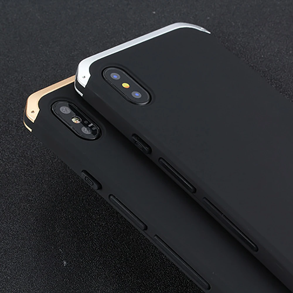 Textured Anti-fall Metal Frame Plastic Back Plate For iPhone X Aluminum Alloy Mobile For iPhoneX Bumper Case Cover With Gift