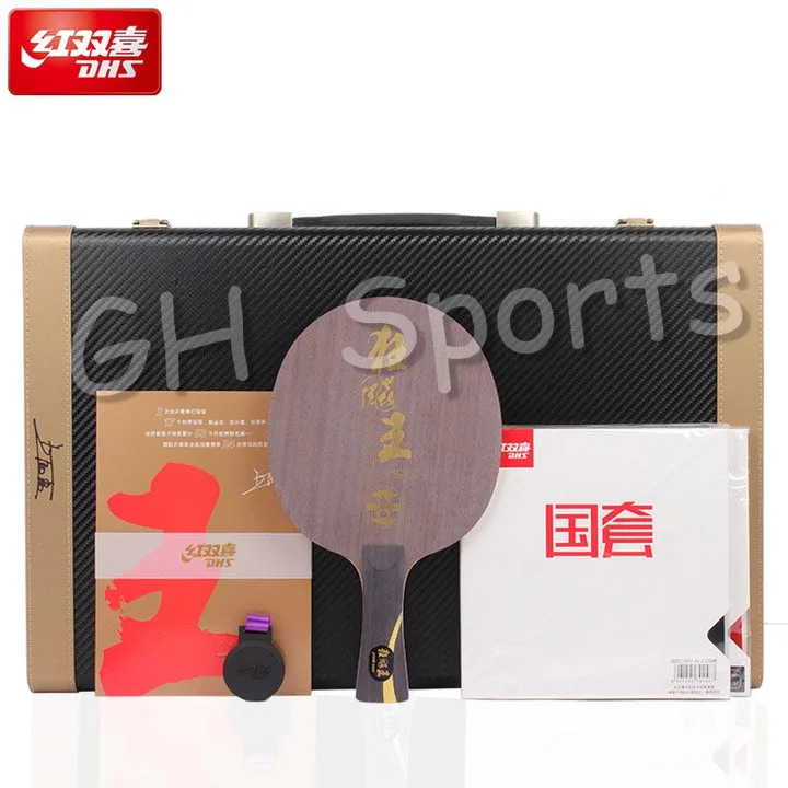 

DHS Wang Liqin Gift Set Limited Edition Table Tennis Blade (Hurricane King + National Blue Sponge Rubber) Ping Pong Collection