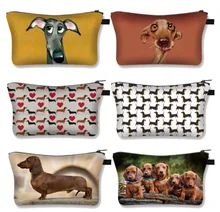 

Cute Dachshund Dog Makeup Storage Pouch Cute Pet Animal Cosmetic Bag Travel Organizer Toiletry Case for Femminile Mini Money Bag